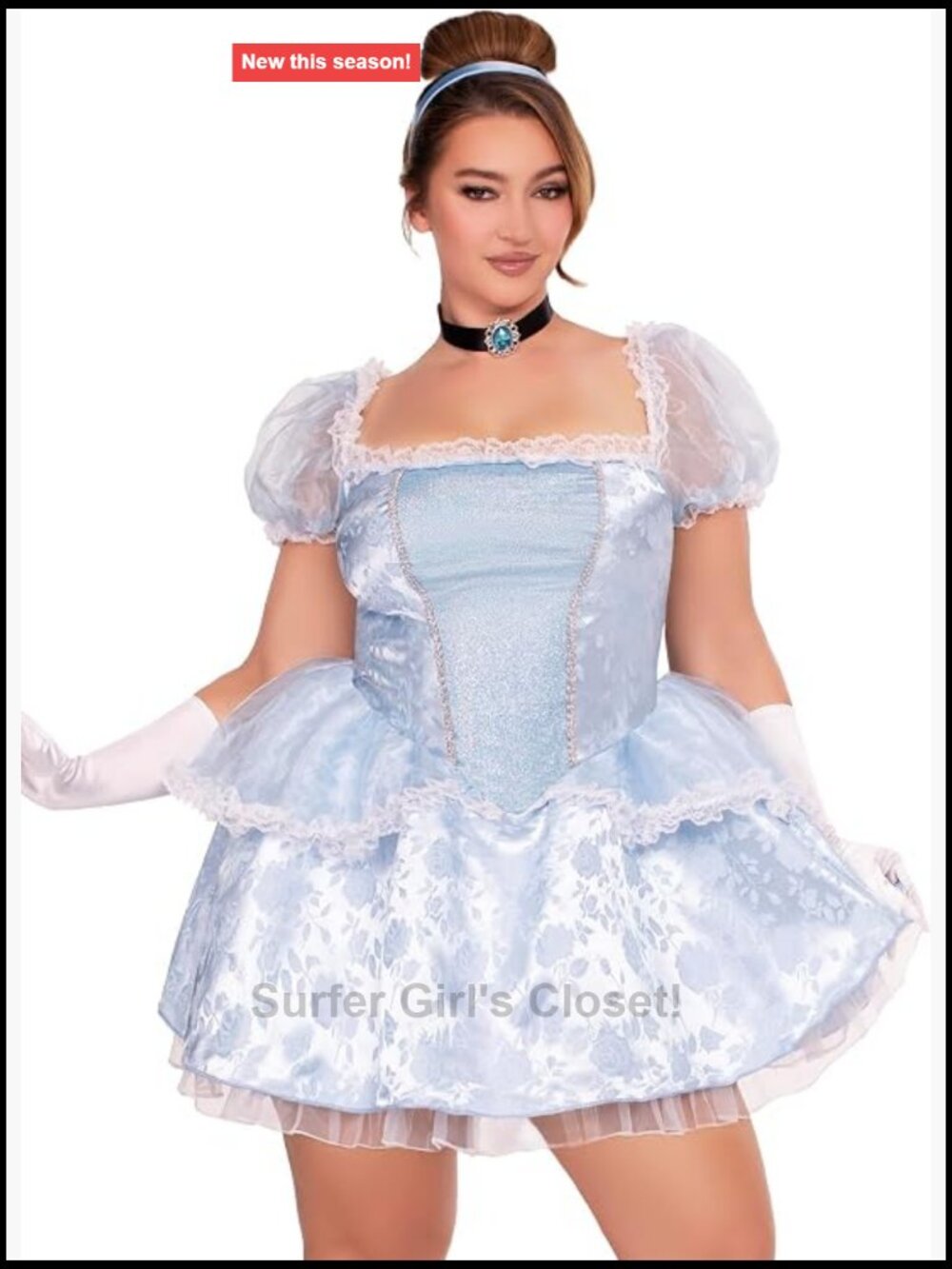 Cinderella Costume Dress, Jewel Choker & Headband 3pc